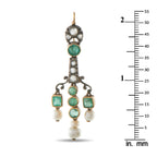 Antique 14K Rose Gold and Silver 0.70ct Diamond and Natural Pearl Earrings