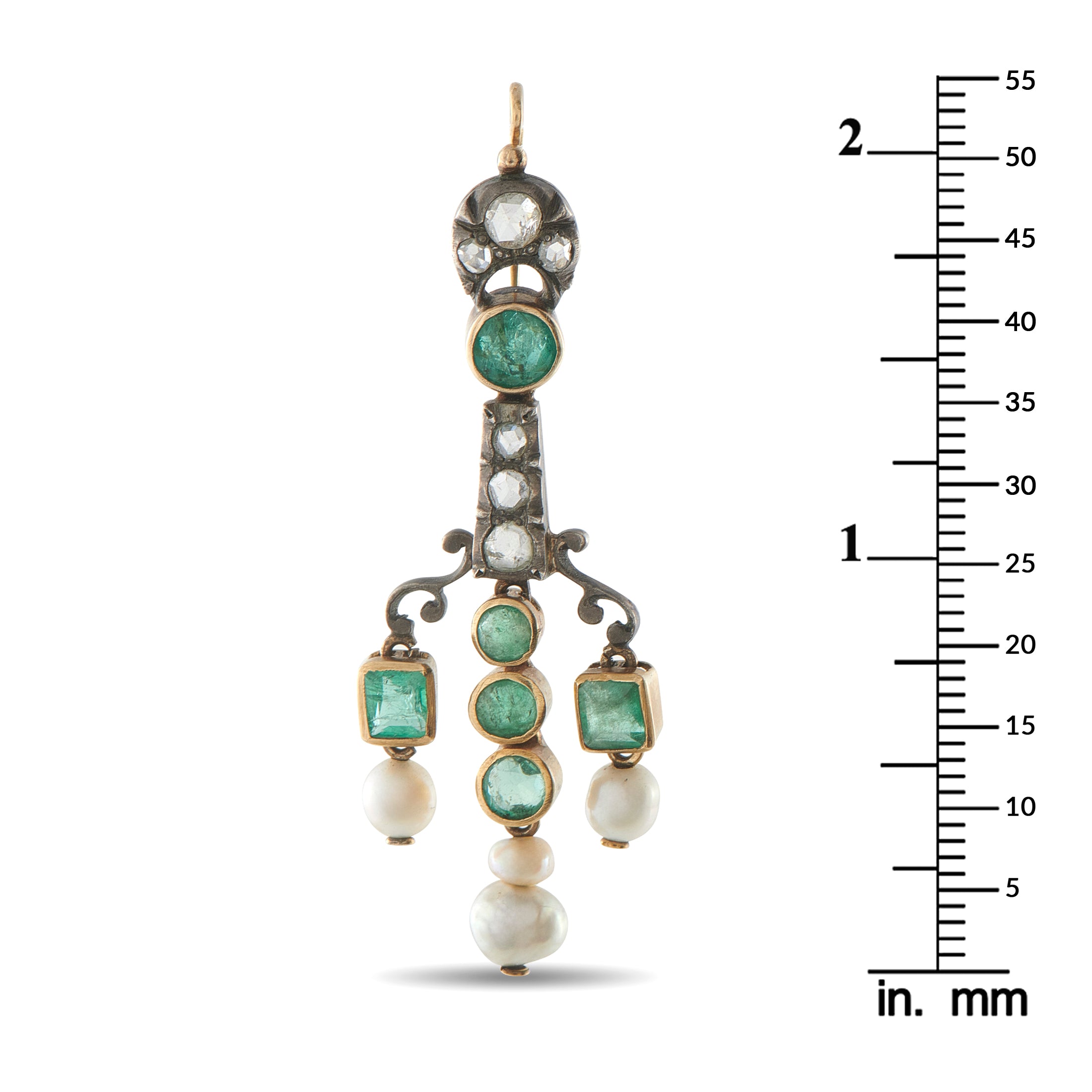 Antique 14K Rose Gold and Silver 0.70ct Diamond and Natural Pearl Earrings