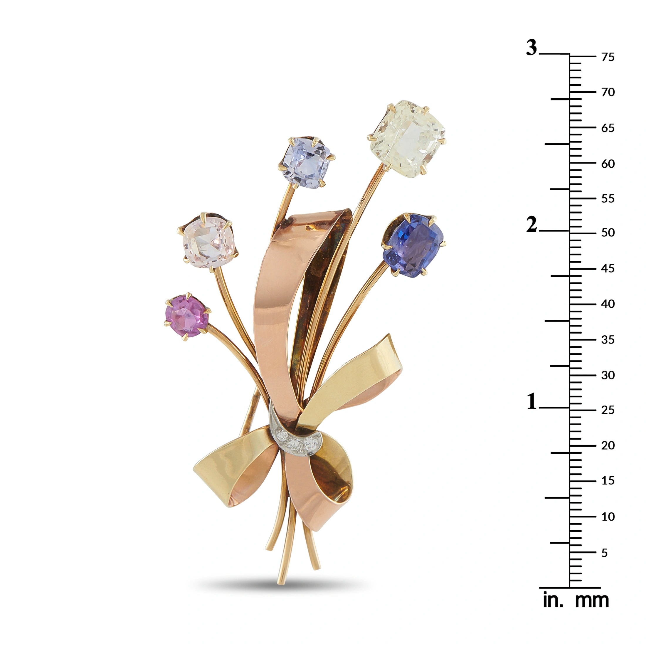 Antique 14K Two-Tone Gold 9.0ct Sapphire and Diamond Brooch