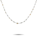 Diamond necklace in white gold with multicolored stone stations and clasp