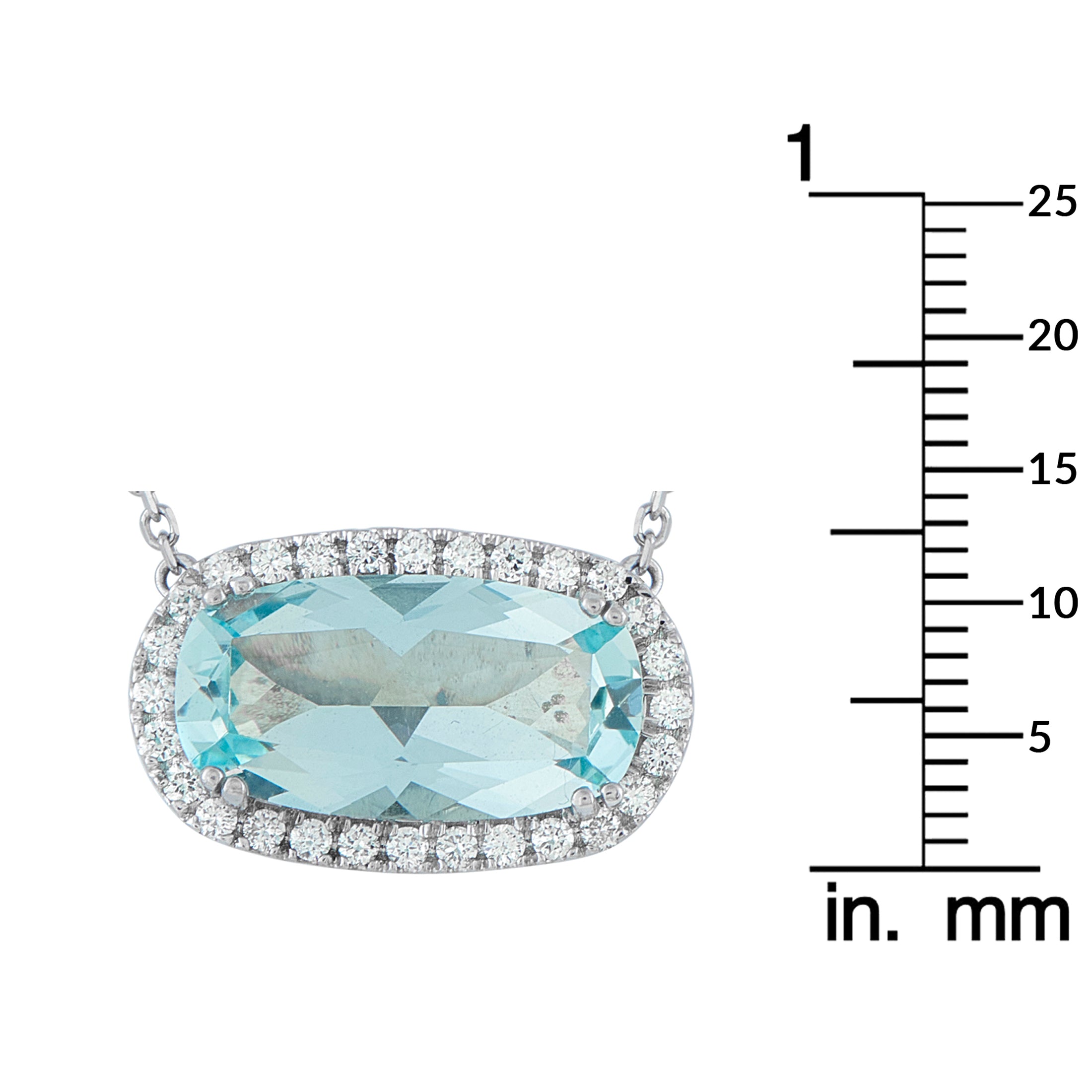 14K White Gold 0.70ct Diamond and Aquamarine Necklace