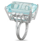 14K White Gold 0.36ct Diamond and Aquamarine Ring