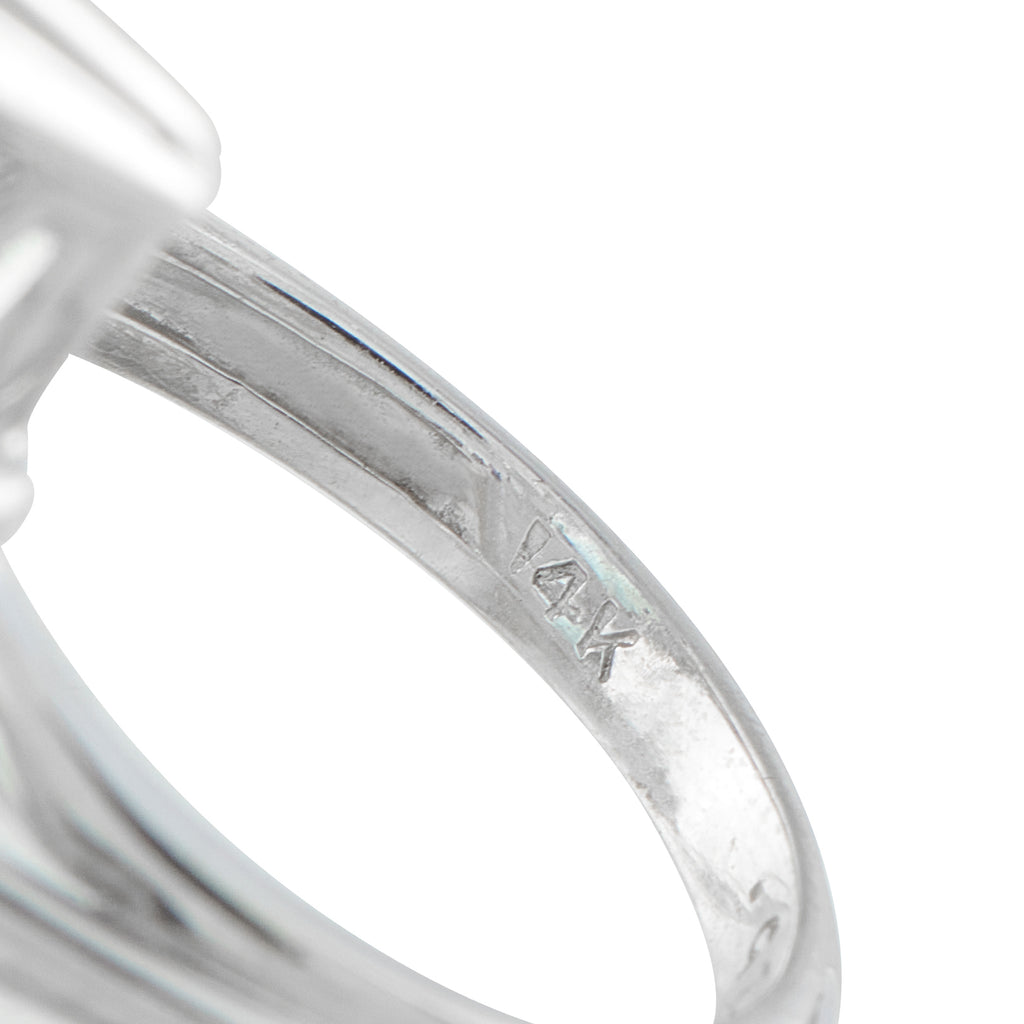 14K White Gold 0.36ct Diamond and Aquamarine Ring