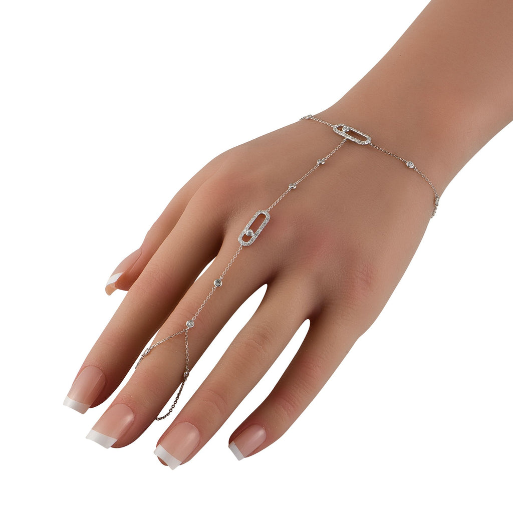 Exclusive 14K White Gold 0.80ct Diamond Hand Chain Bracelet Ring BR10343-W – This designer inspired hand bracelet will leave 