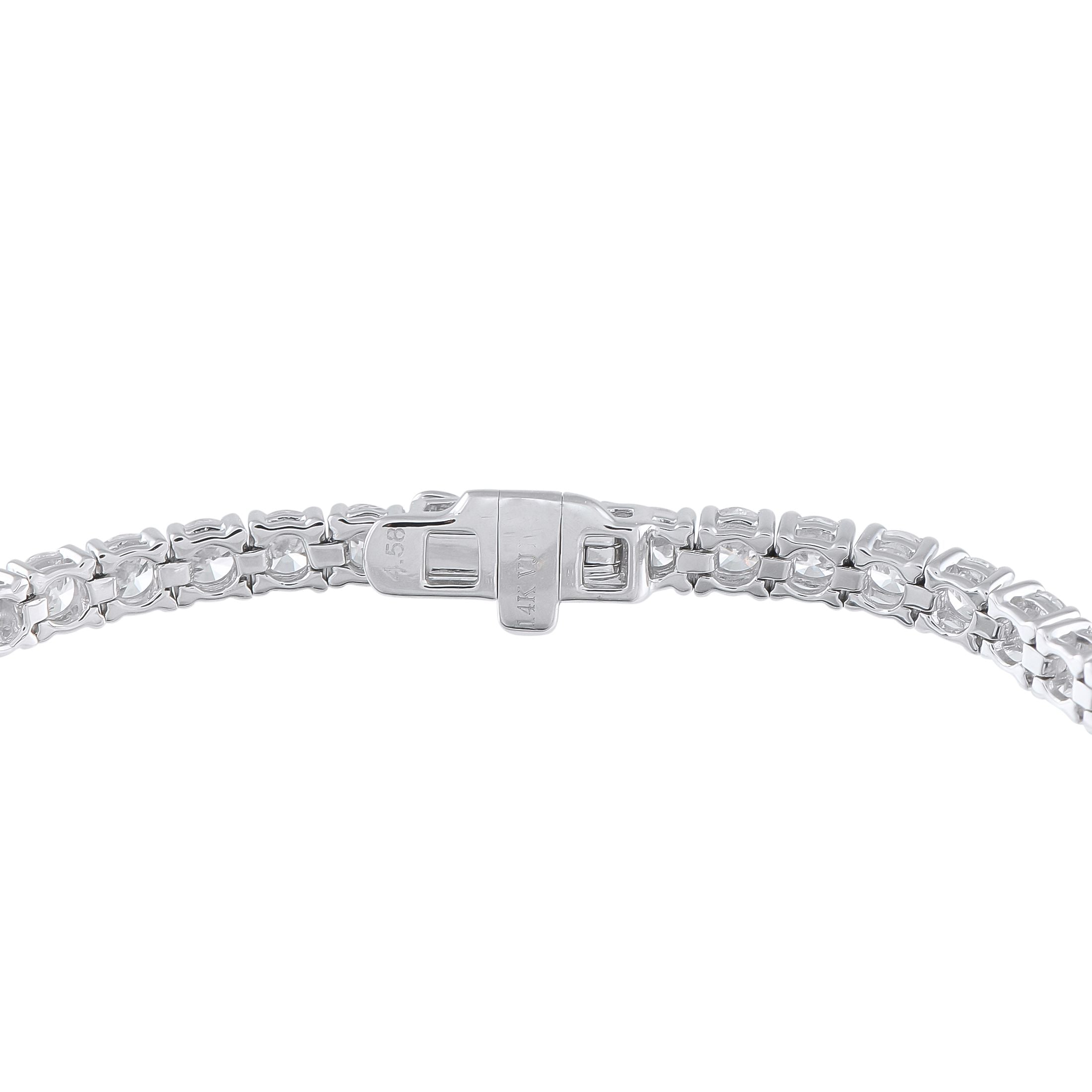 Exclusive 14K White Gold 4.58ct Diamond Tennis Bracelet