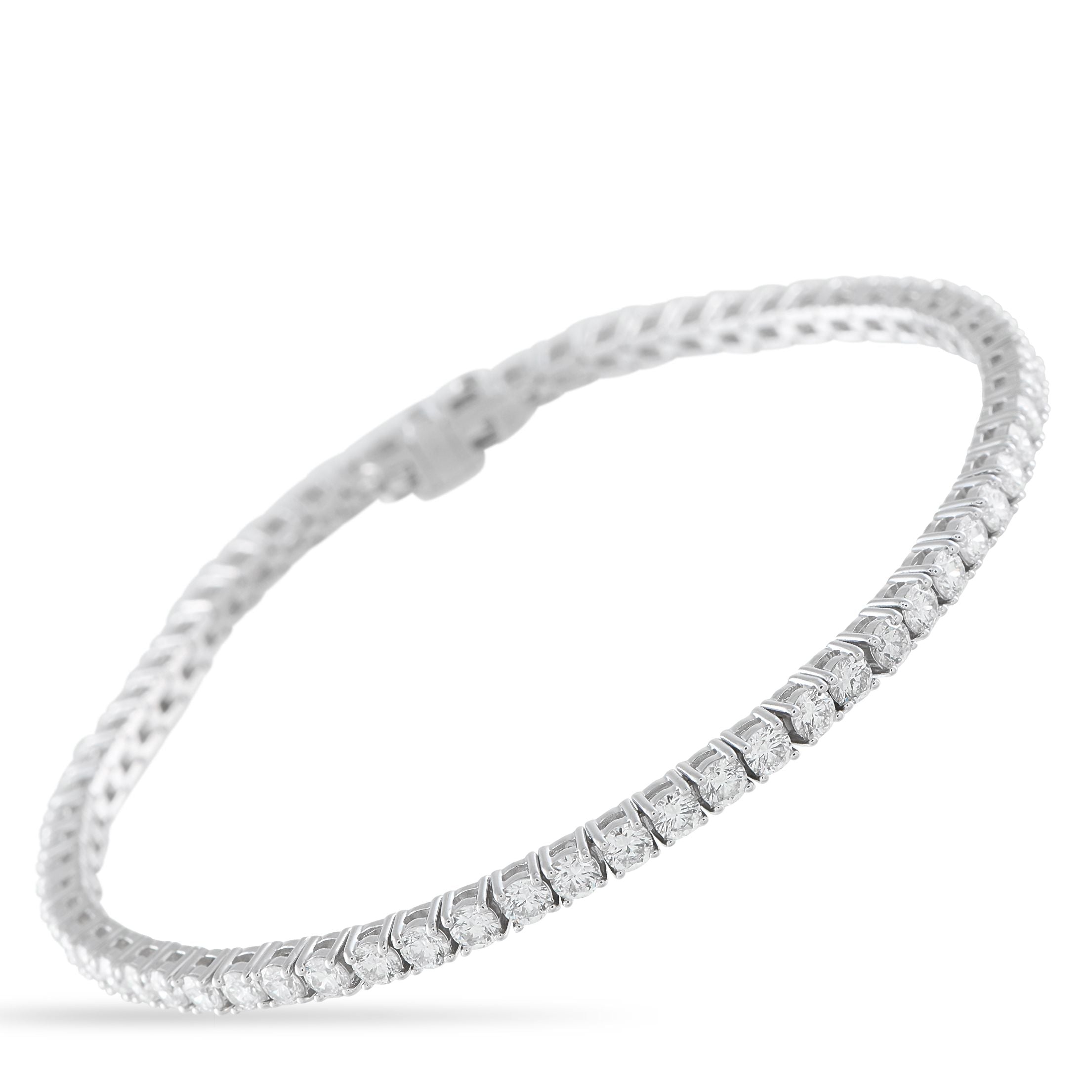 Exclusive 14K White Gold 4.70ct Diamond Tennis Bracelet MF10-081225 – Diamonds with a total weight of 4