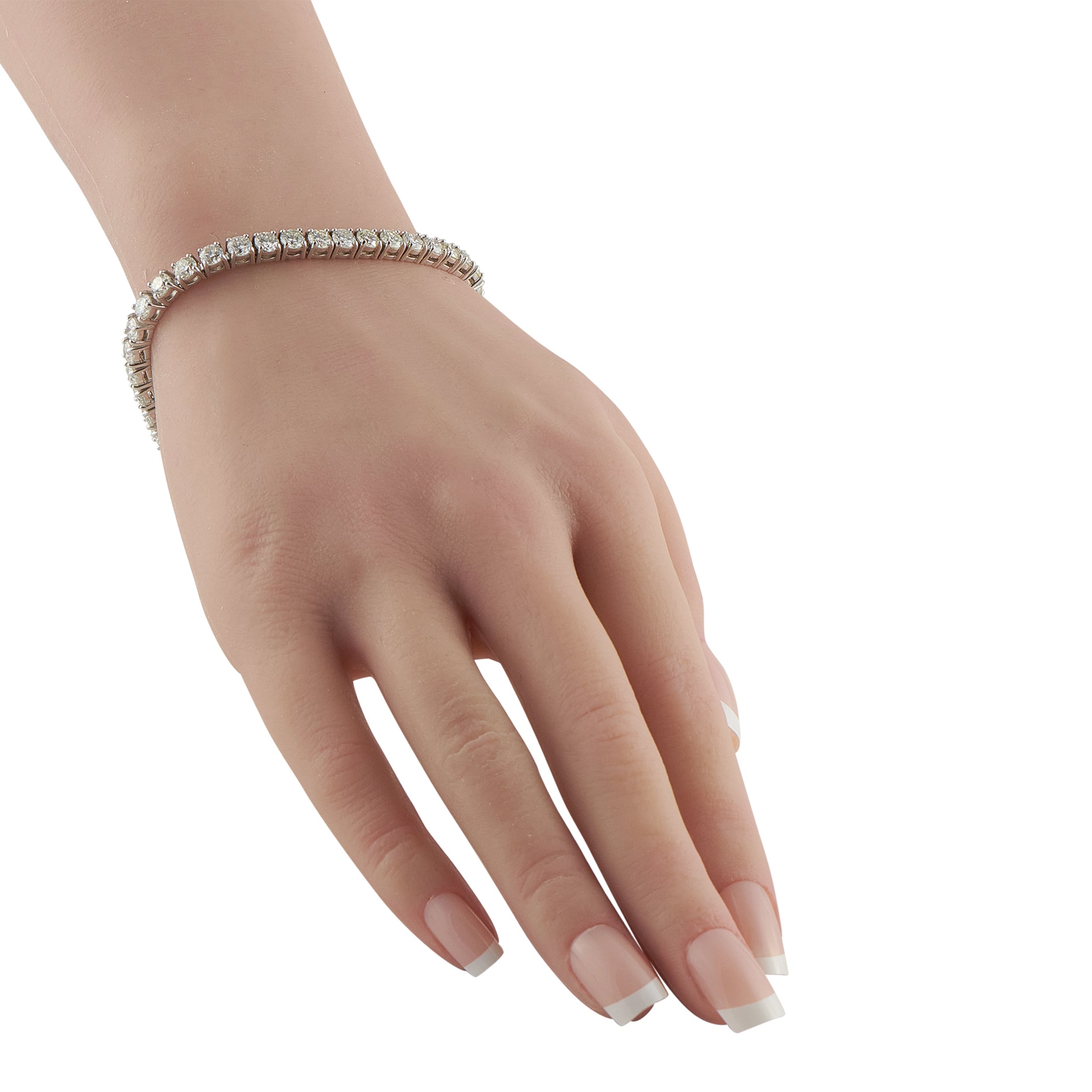14K White Gold 10.50ct Diamond Tennis Bracelet