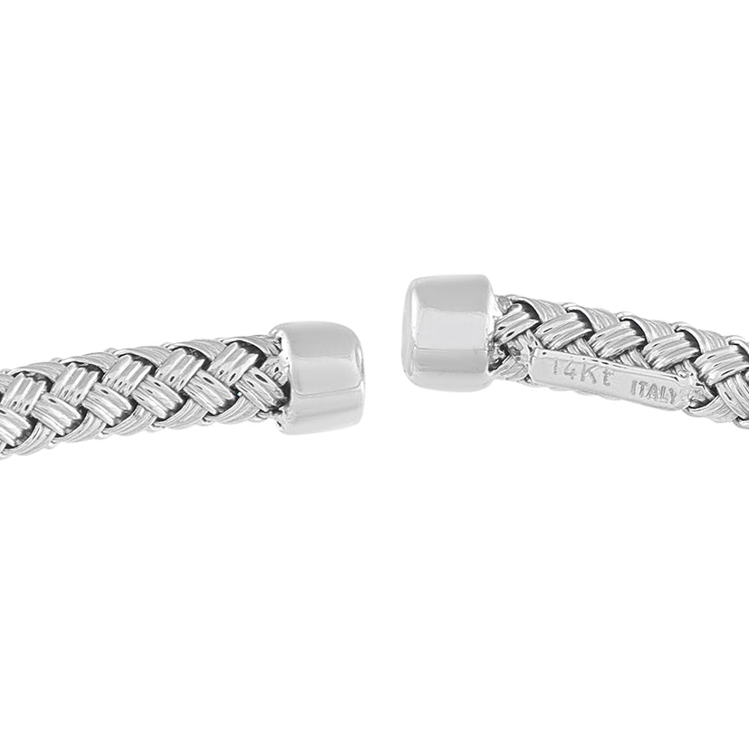 14K White Gold 0.54ct Diamond Woven Bangle