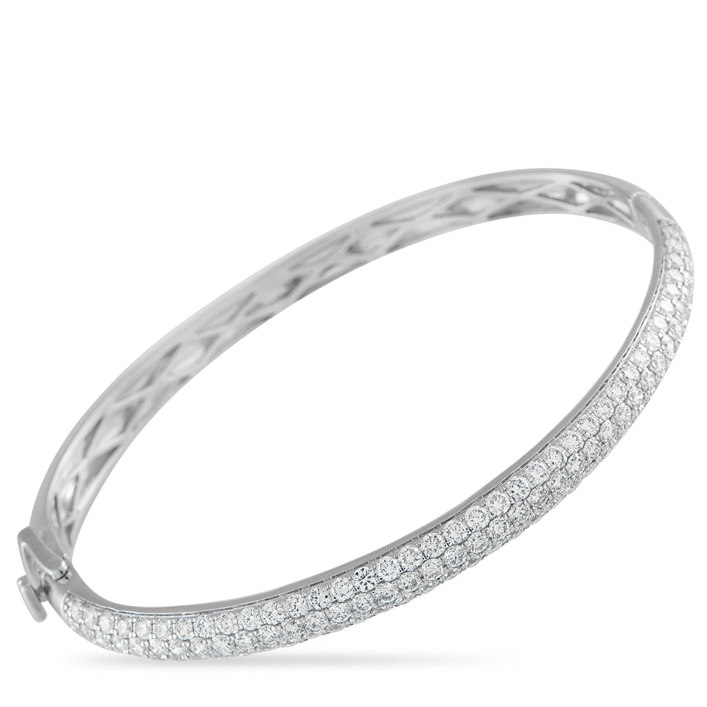 14K White Gold 3.75ct Diamond Pave Bangle