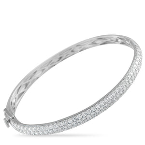 14K White Gold 3.75ct Diamond Pave Bangle