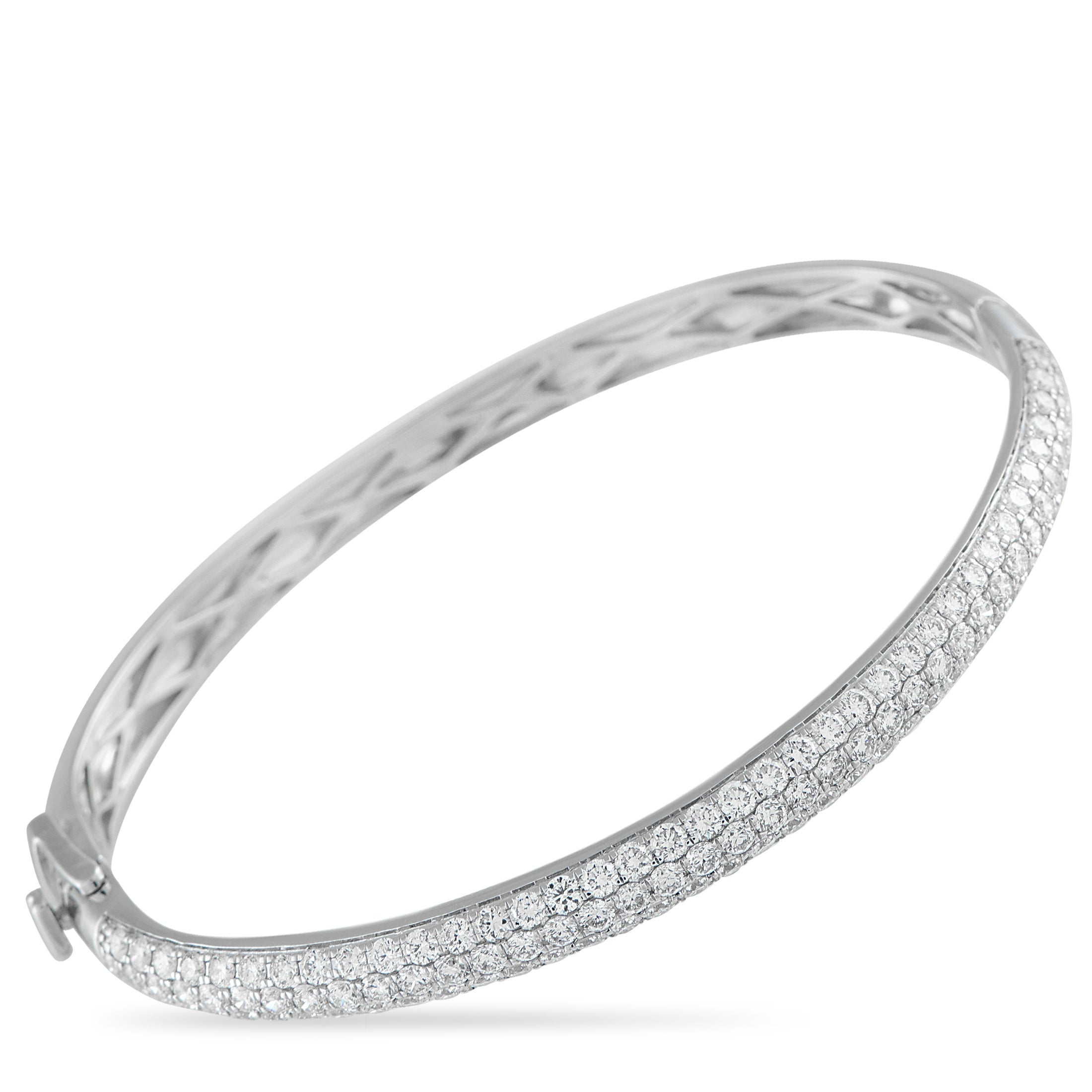 14K White Gold 3.75ct Diamond Pave Bangle