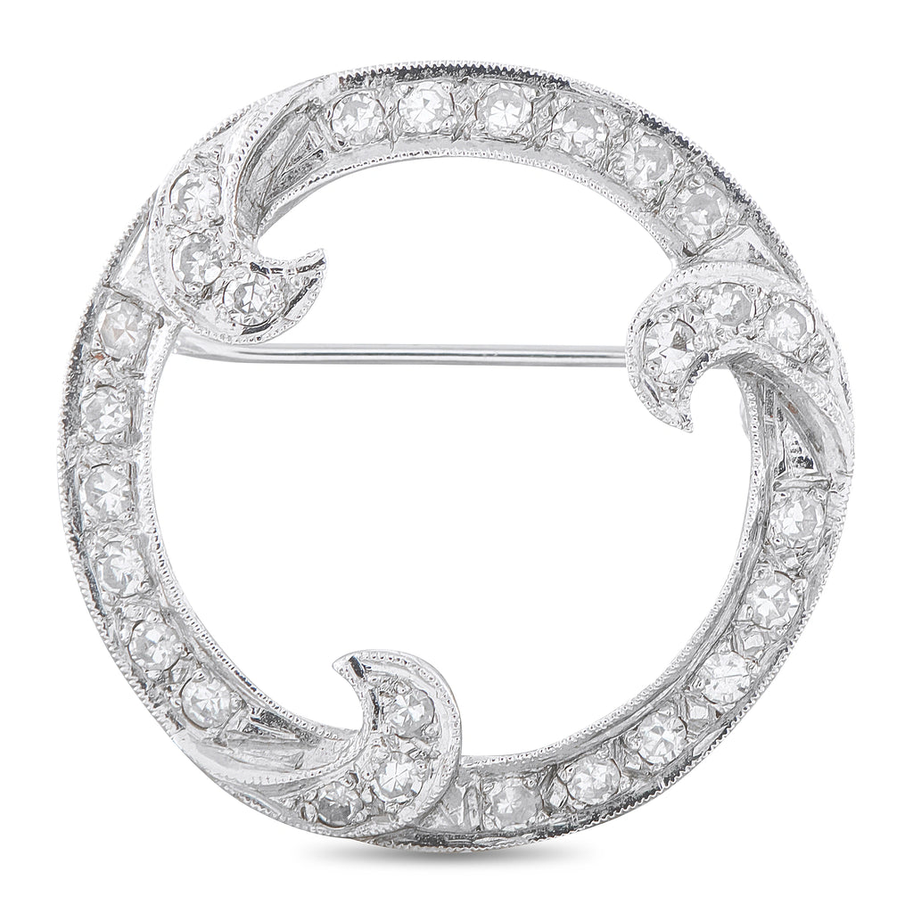 14K White Gold 0.60ct Diamond Brooch