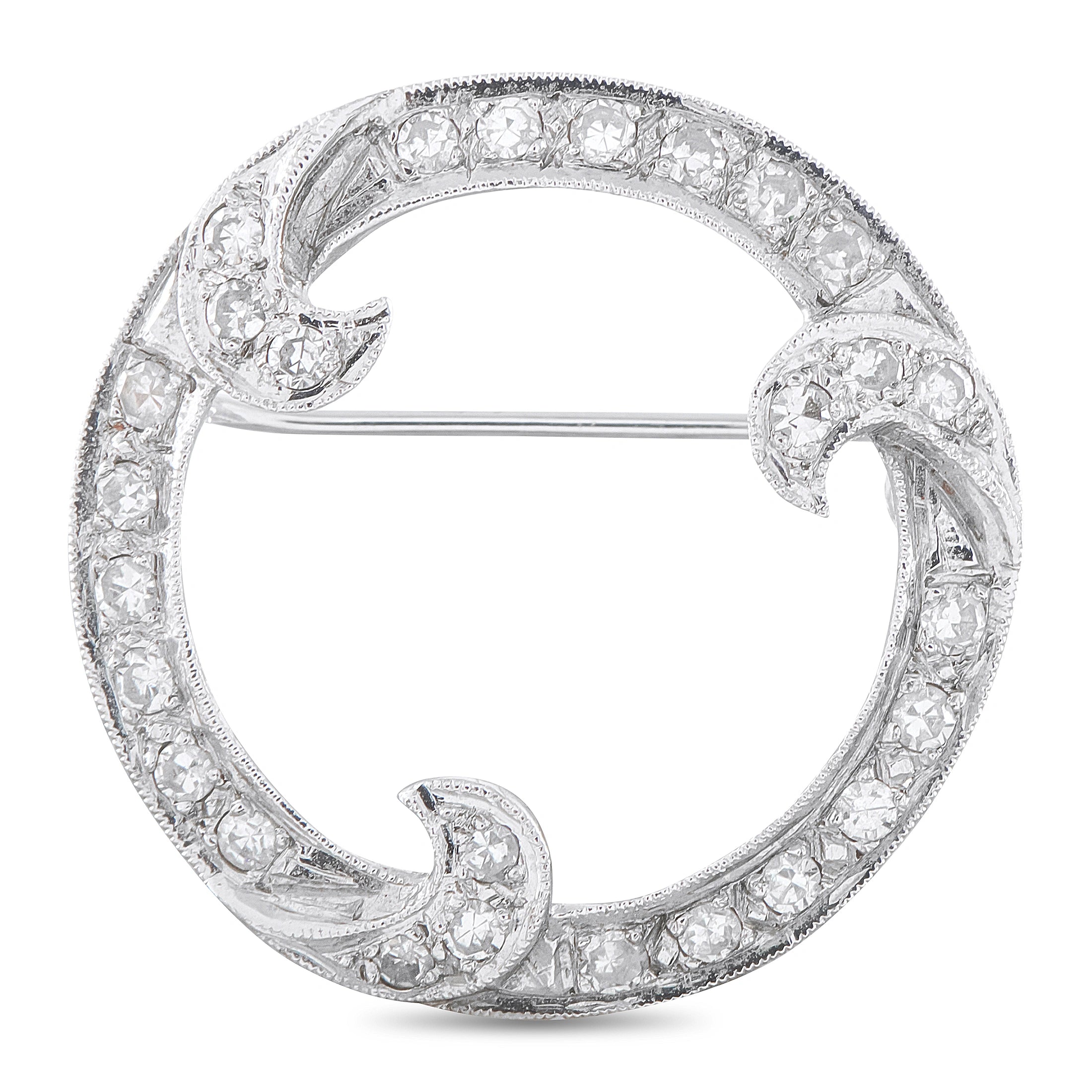 14K White Gold 0.60ct Diamond Brooch