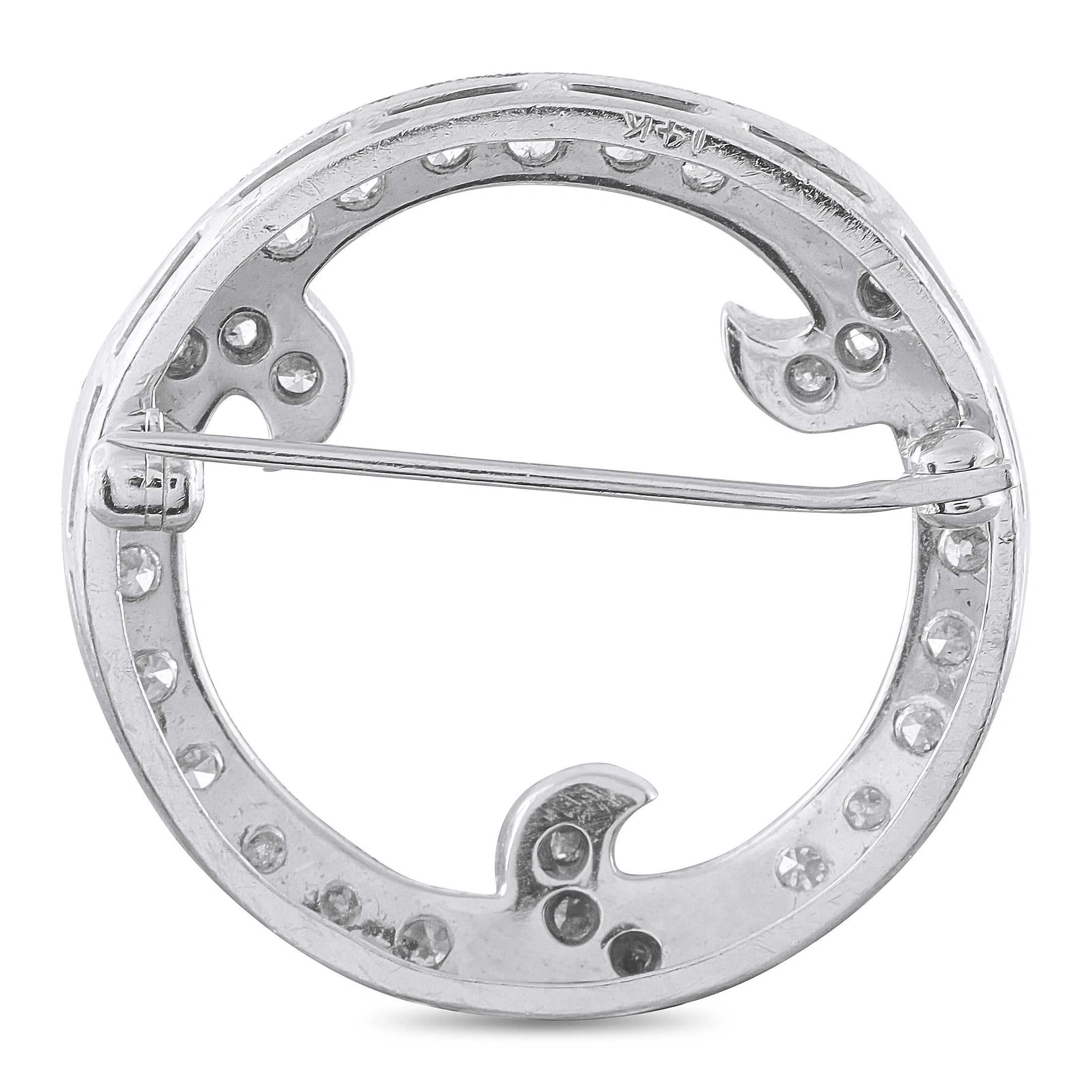 14K White Gold 0.60ct Diamond Brooch