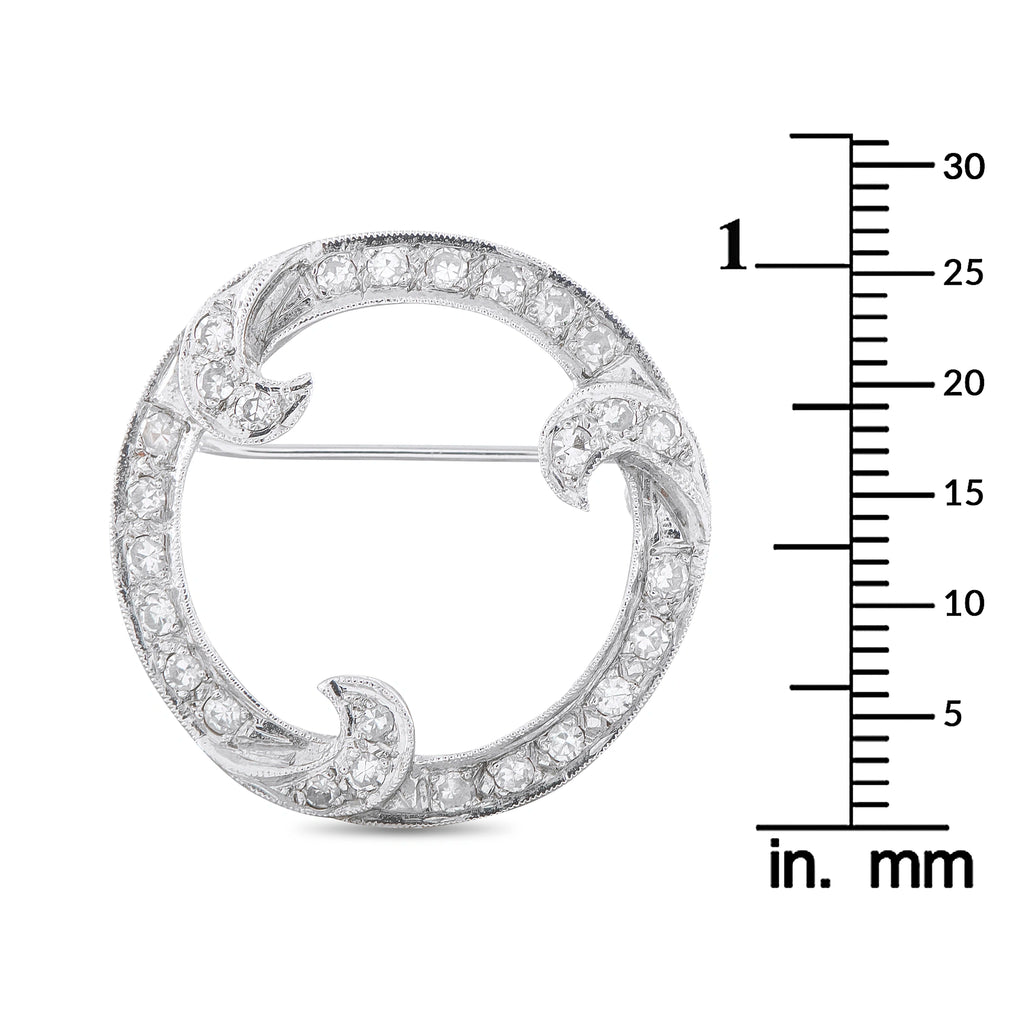 14K White Gold 0.60ct Diamond Brooch