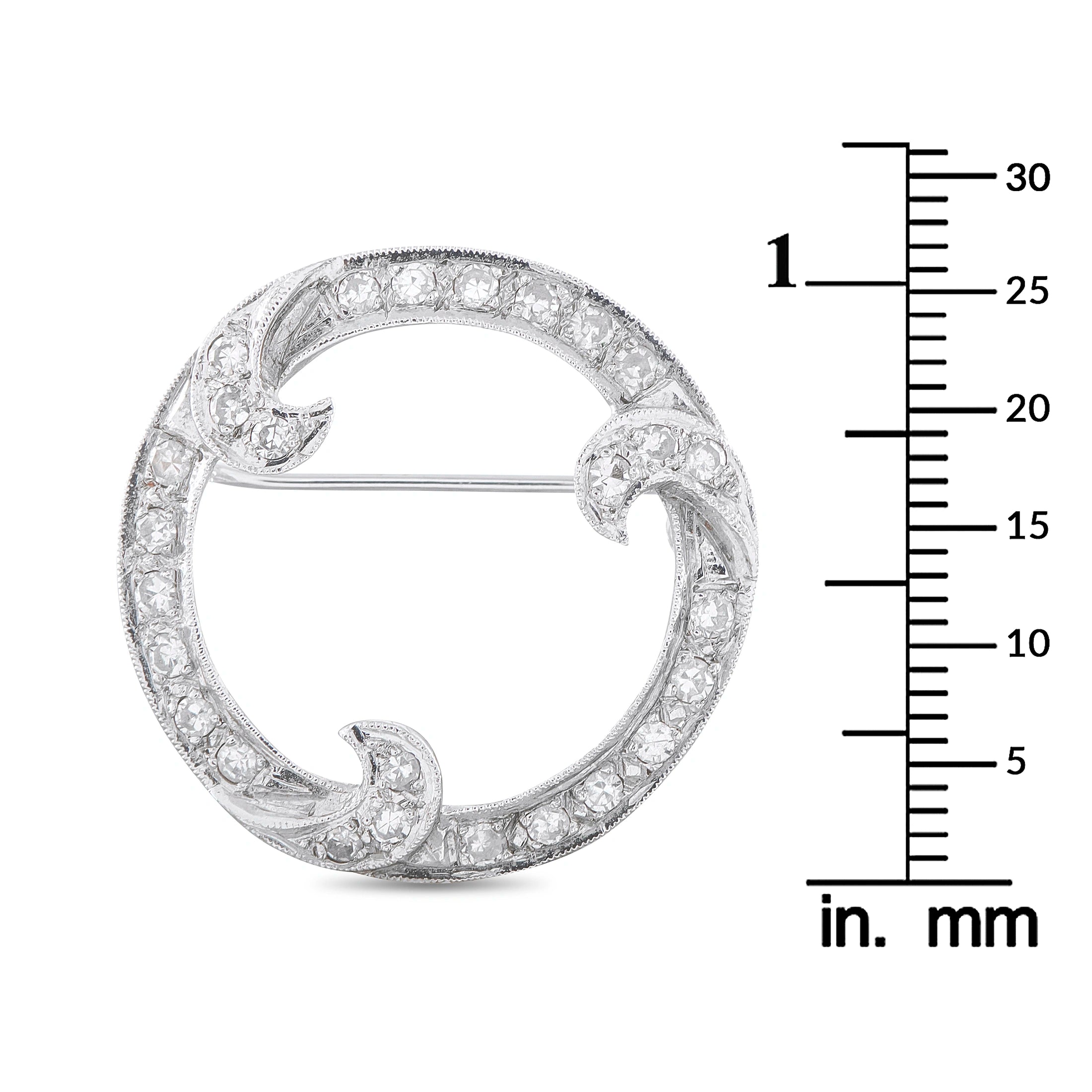 14K White Gold 0.60ct Diamond Brooch