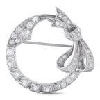 14K White Gold 1.75ct Diamond Open Circle Bow Brooch