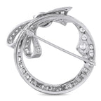 14K White Gold 1.75ct Diamond Open Circle Bow Brooch