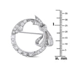 14K White Gold 1.75ct Diamond Open Circle Bow Brooch