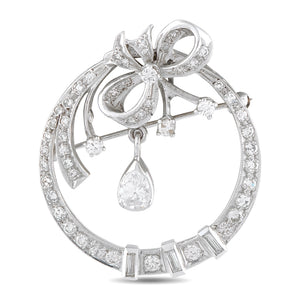 14K White Gold 1.40ct Diamond Brooch
