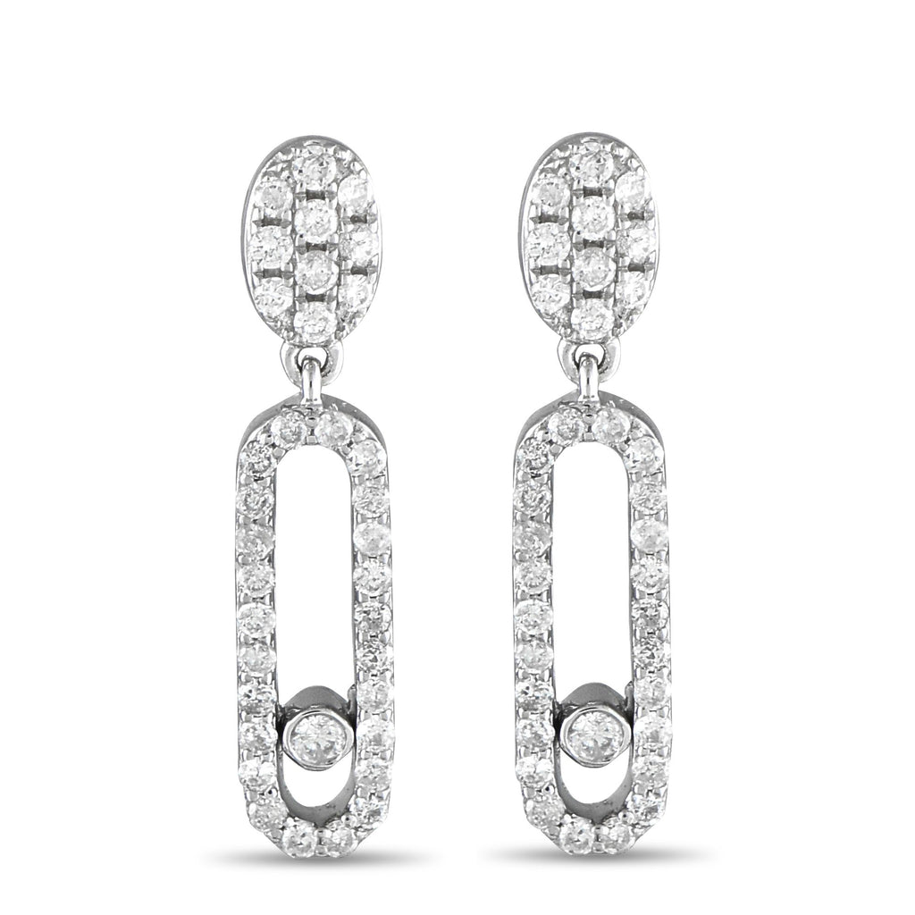Exclusive 14K White Gold 0.50 ct Diamond Drop Earrings ER29663-W – These subtly playful diamond earrings are designed to deli