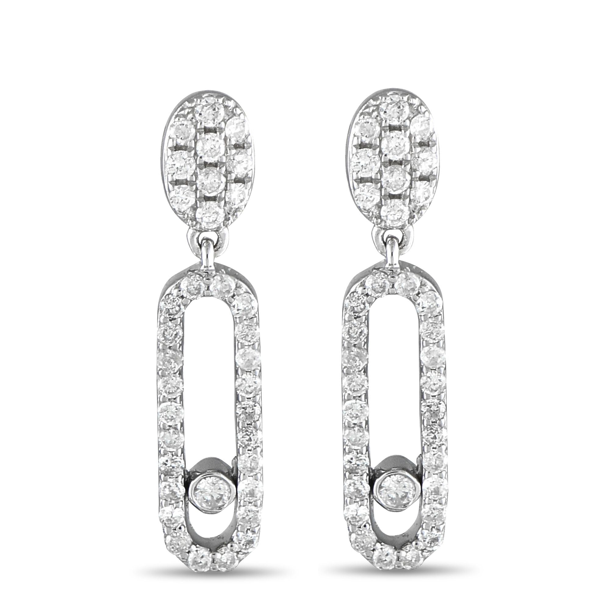 Exclusive 14K White Gold 0.50 ct Diamond Drop Earrings ER29663-W – These subtly playful diamond earrings are designed to deli