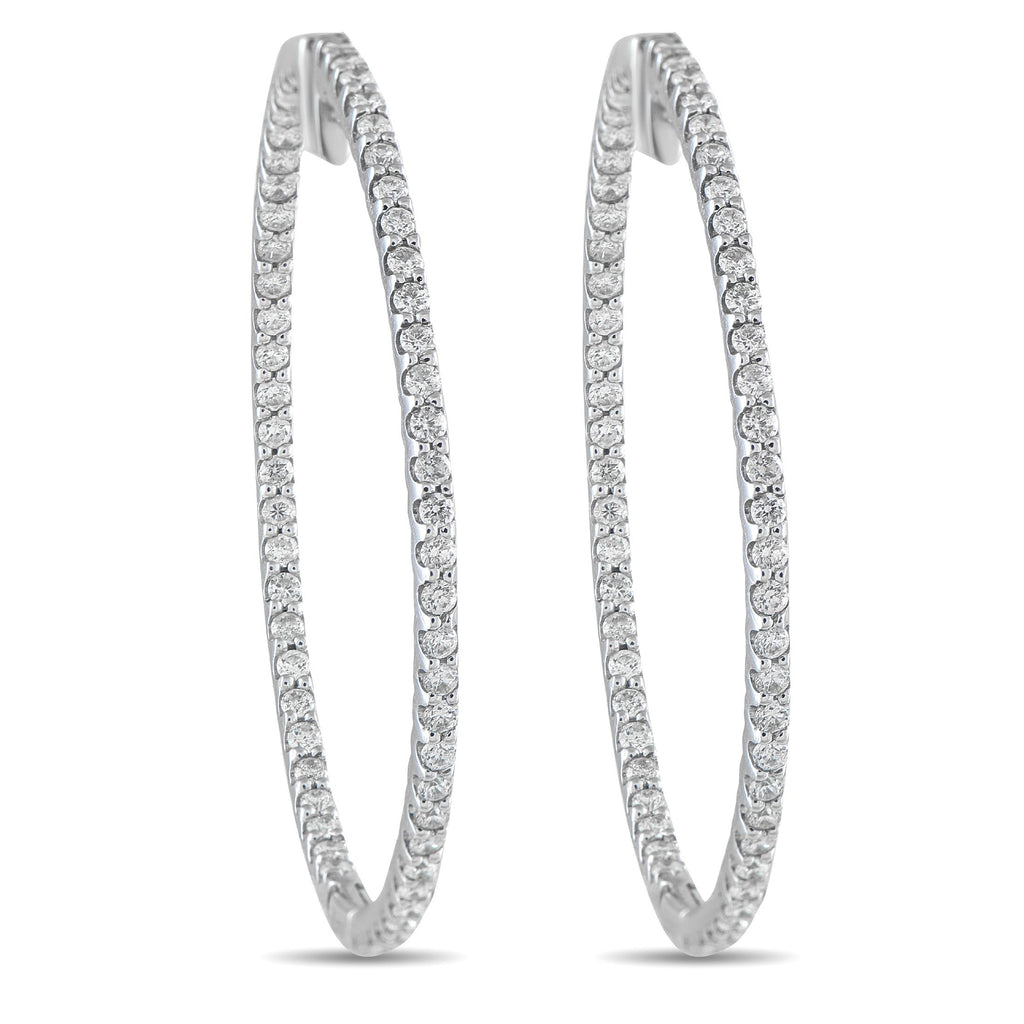 Exclusive 14K White Gold 1.77ct Diamond Inside-Out Hoop Earrings MF07-070225 – These luxury hoop earrings offer an updated ta