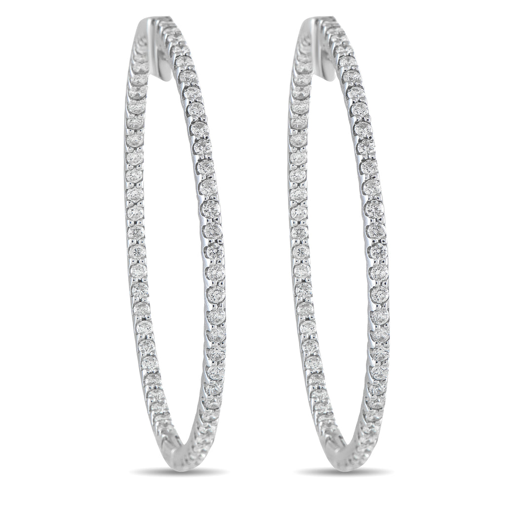 14K White Gold 1.77ct Diamond Inside-Out Hoop Earrings