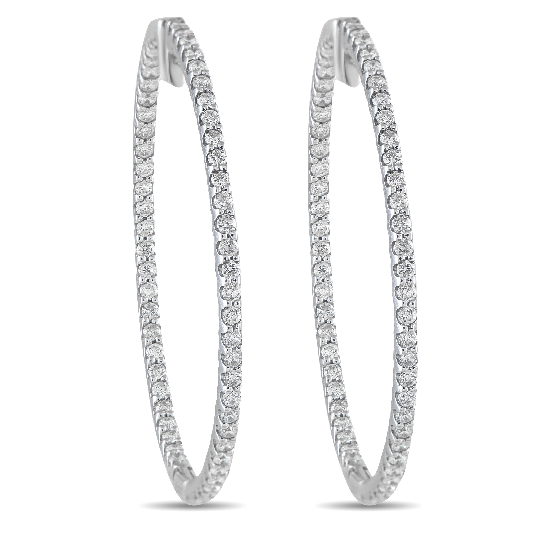 14K White Gold 1.77ct Diamond Inside-Out Hoop Earrings