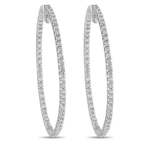 14K White Gold 1.77ct Diamond Inside-Out Hoop Earrings