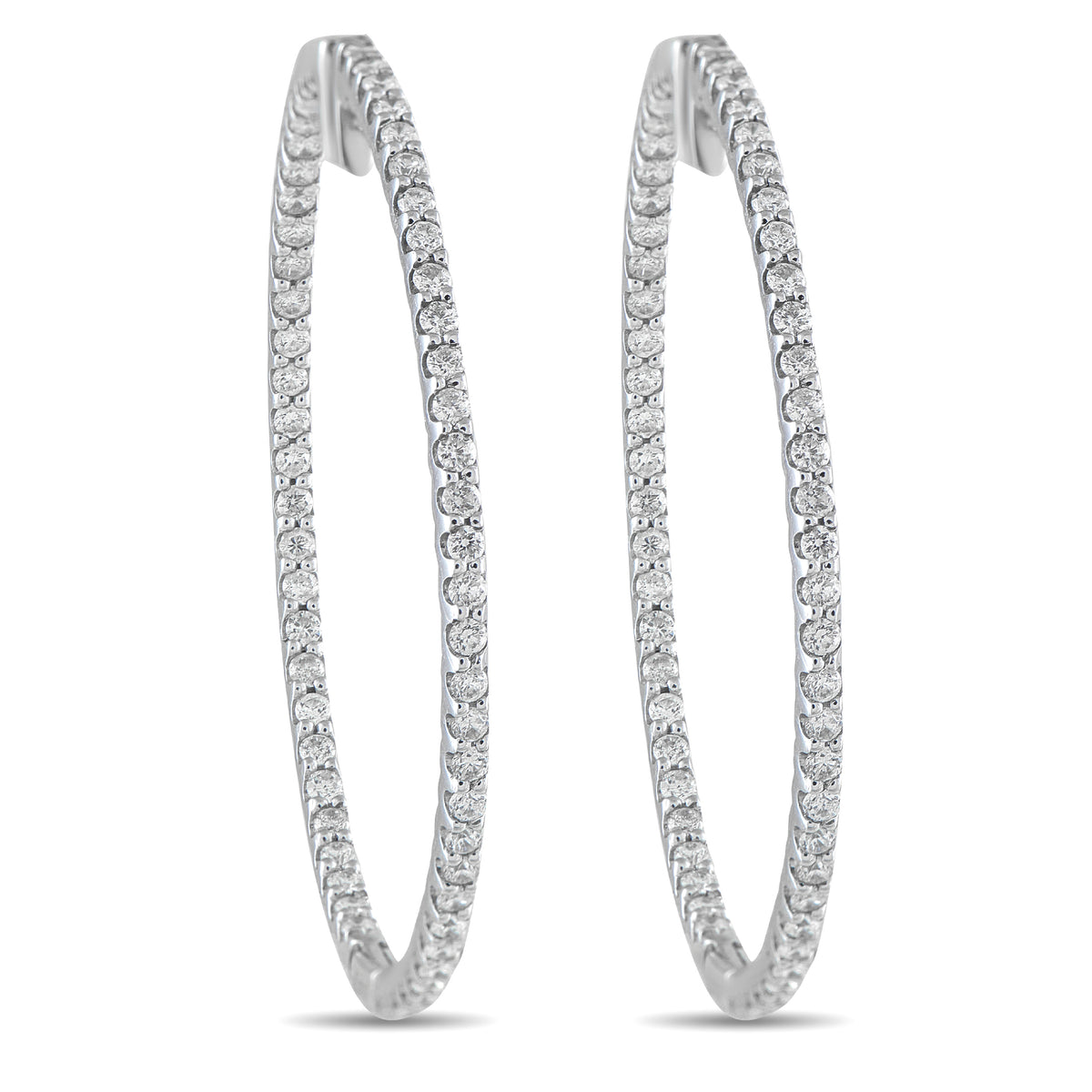 14K white gold diamond inside-out hoop earrings