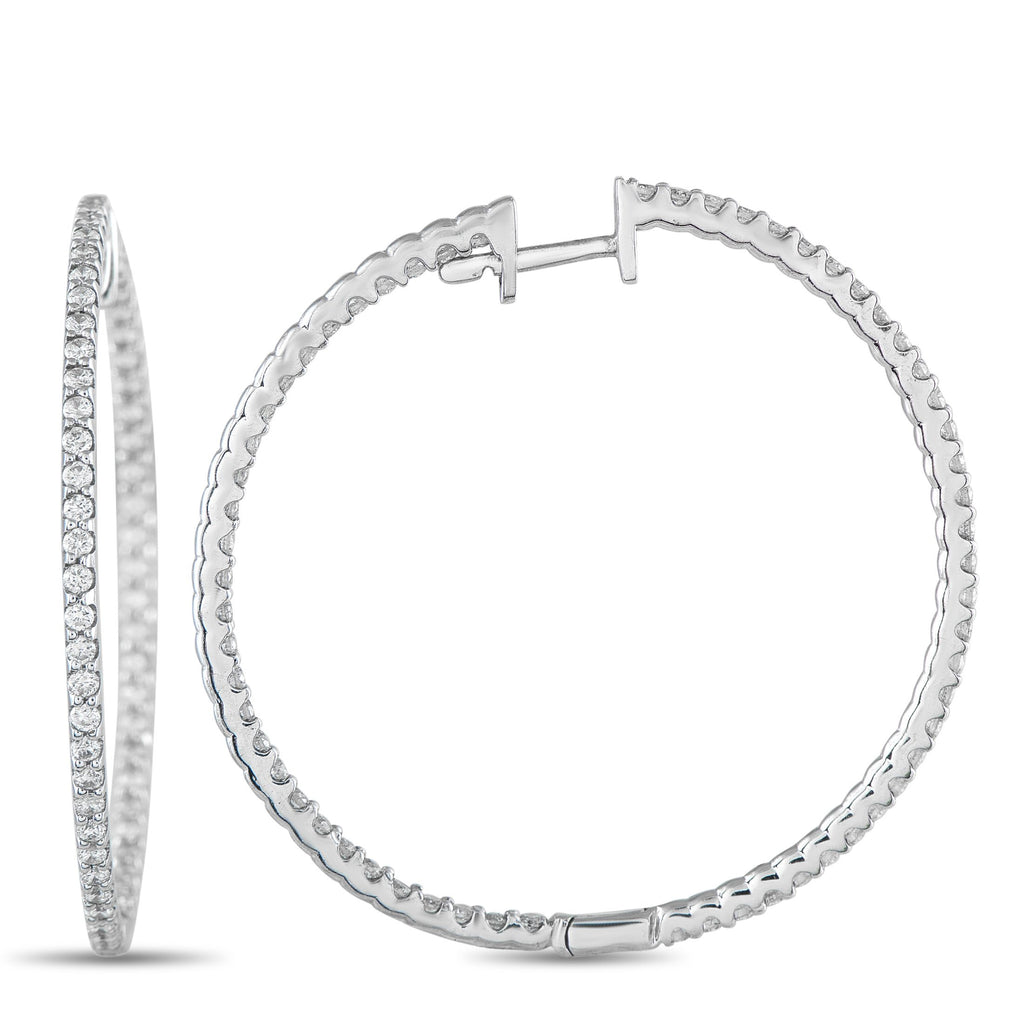 Exclusive 14K White Gold 1.77ct Diamond Inside-Out Hoop Earrings