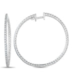 14K White Gold 1.77ct Diamond Inside-Out Hoop Earrings