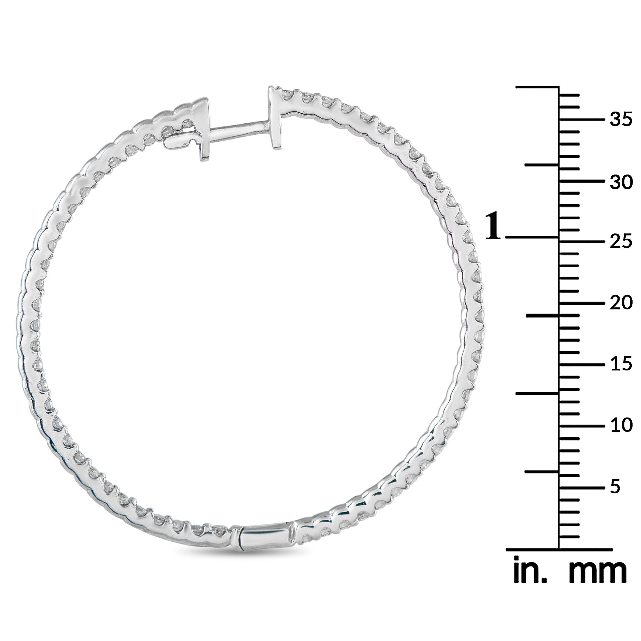 Exclusive 14K White Gold 1.77ct Diamond Inside-Out Hoop Earrings