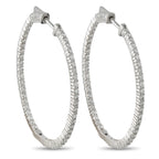 14K White Gold 2.0ct Diamond Inside-Out Hoop Earrings