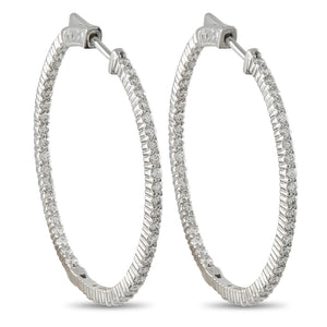 14K White Gold 2.0ct Diamond Inside-Out Hoop Earrings
