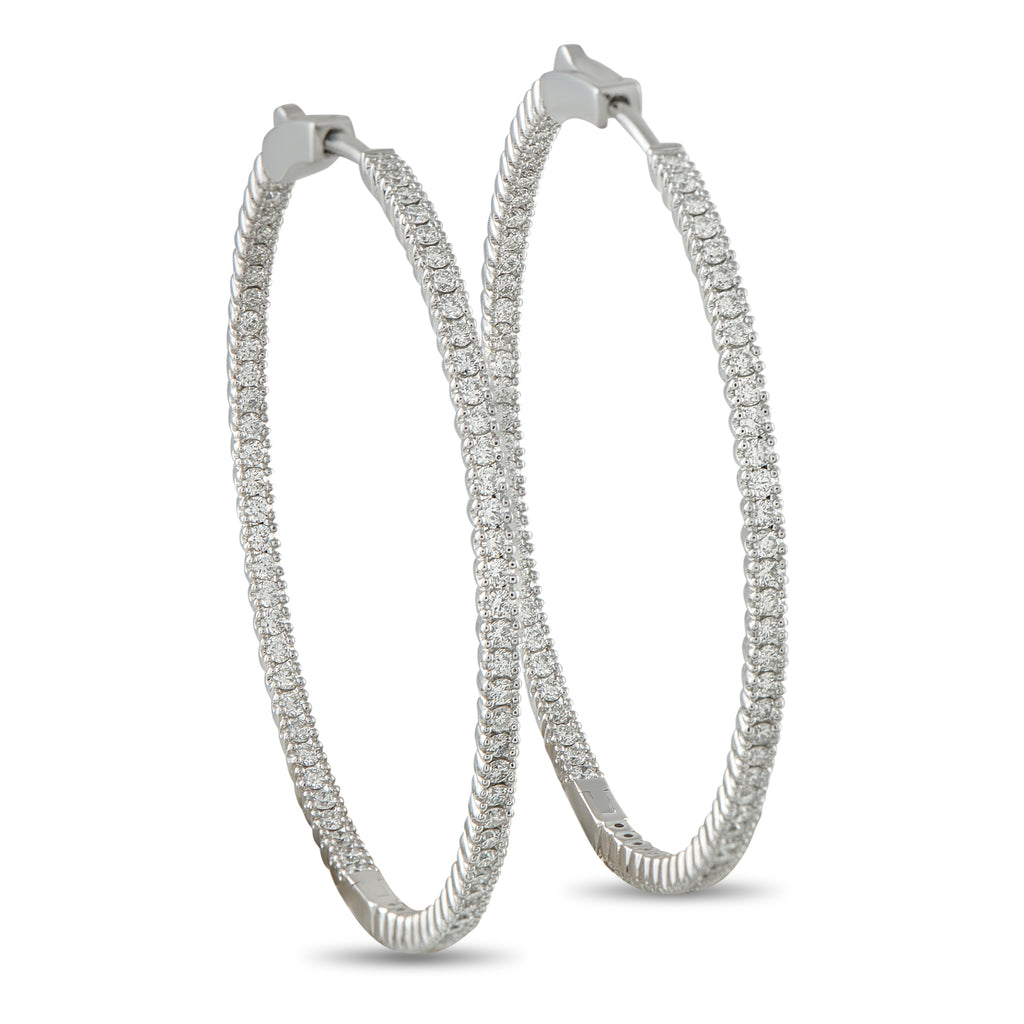 14K White Gold 1.56ct Diamond Inside-Out Hoop Earrings