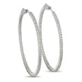 14K white gold inside-out hoop earrings with diamond accents