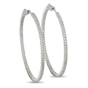 14K White Gold 1.56ct Diamond Inside-Out Hoop Earrings
