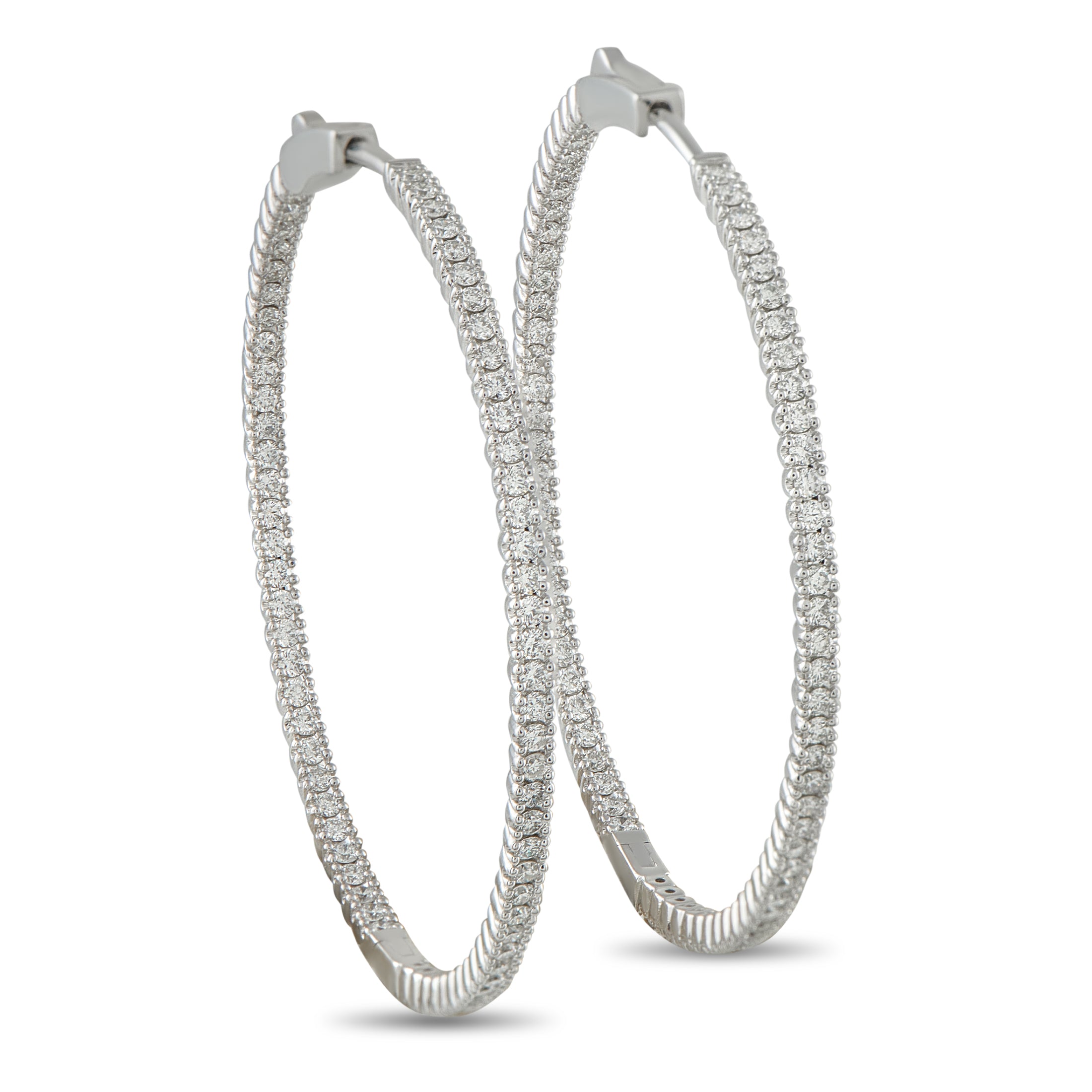 14K White Gold 1.56ct Diamond Inside-Out Hoop Earrings