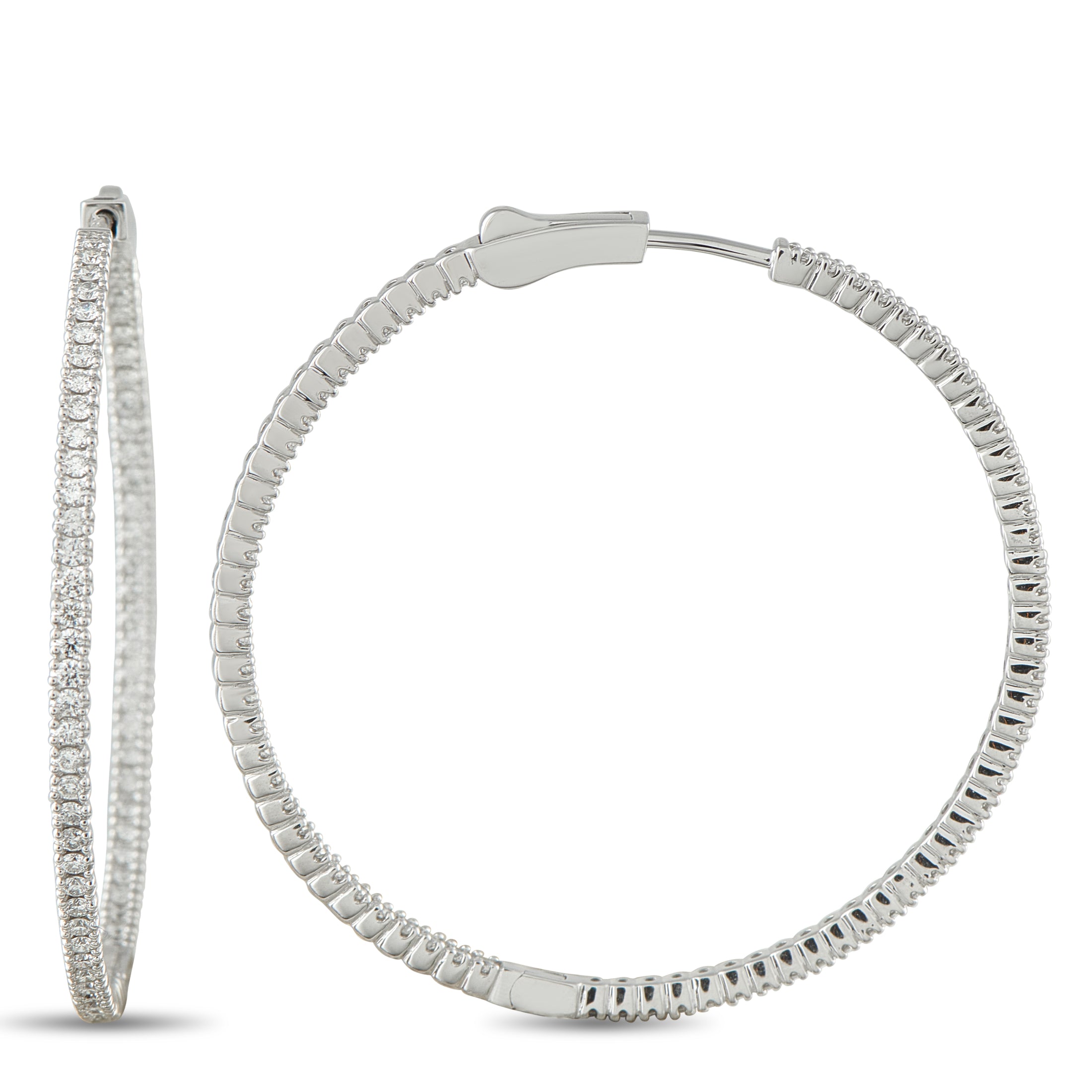 14K White Gold 1.56ct Diamond Inside-Out Hoop Earrings