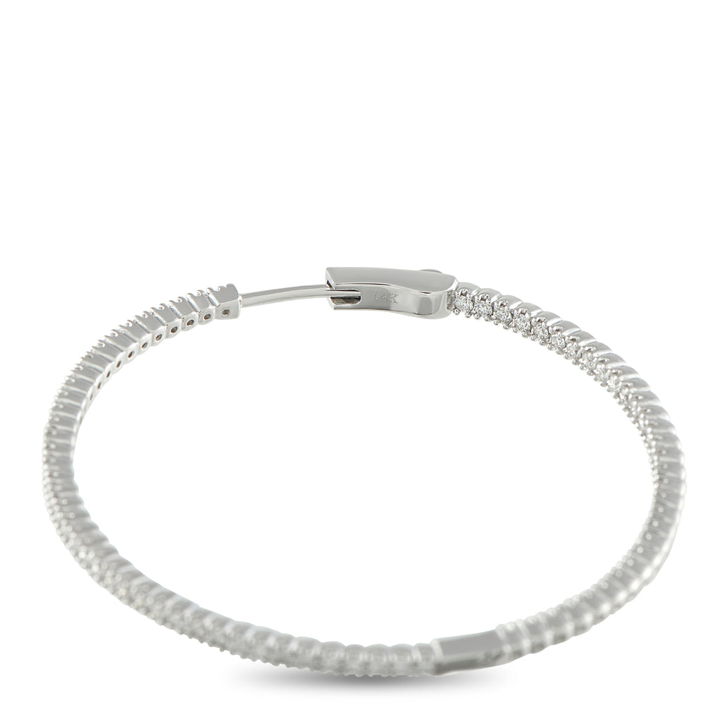 14K White Gold 1.56ct Diamond Inside-Out Hoop Earrings
