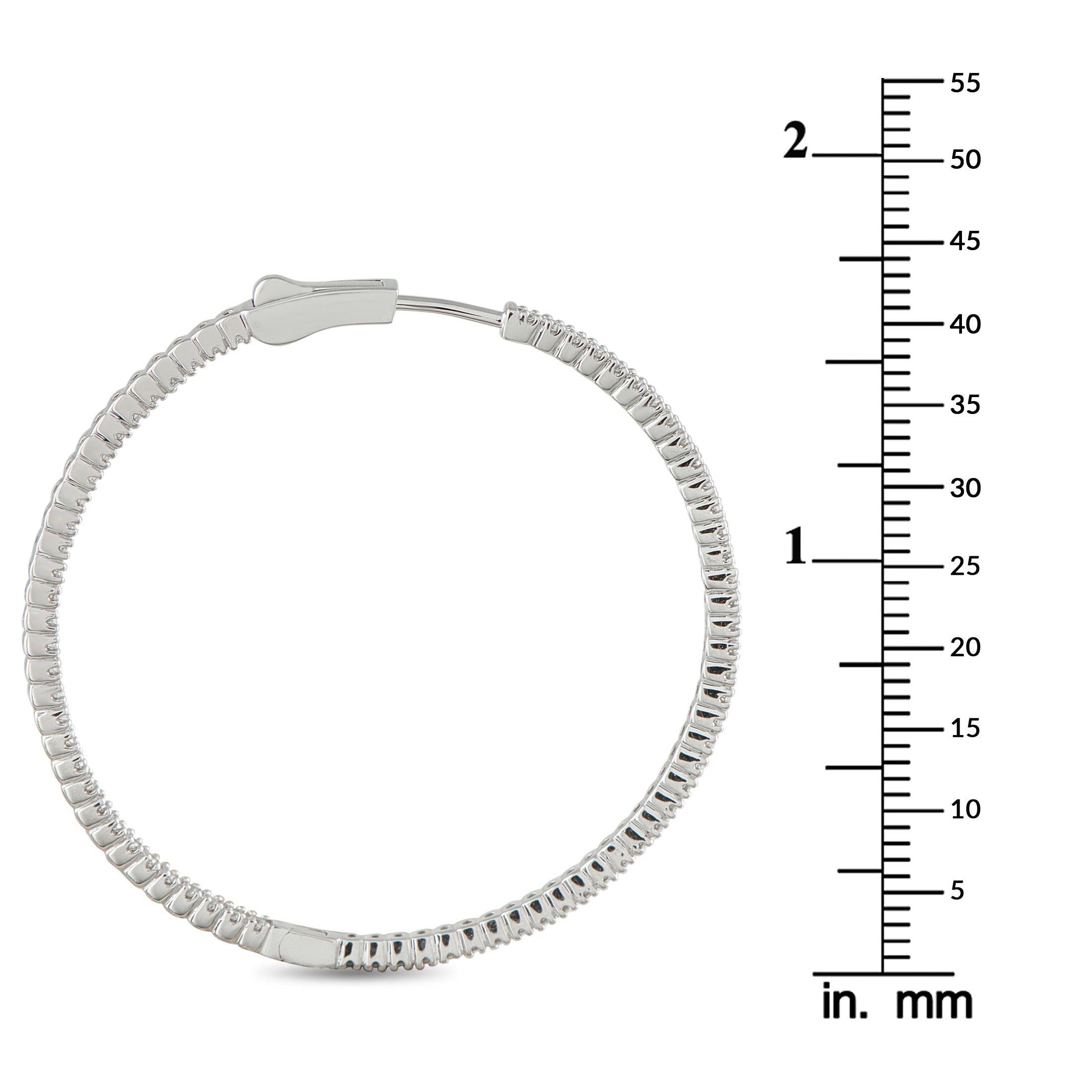 14K White Gold 1.56ct Diamond Inside-Out Hoop Earrings