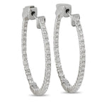 14K White Gold 1.07ct Diamond Inside-Out Hoop Earrings