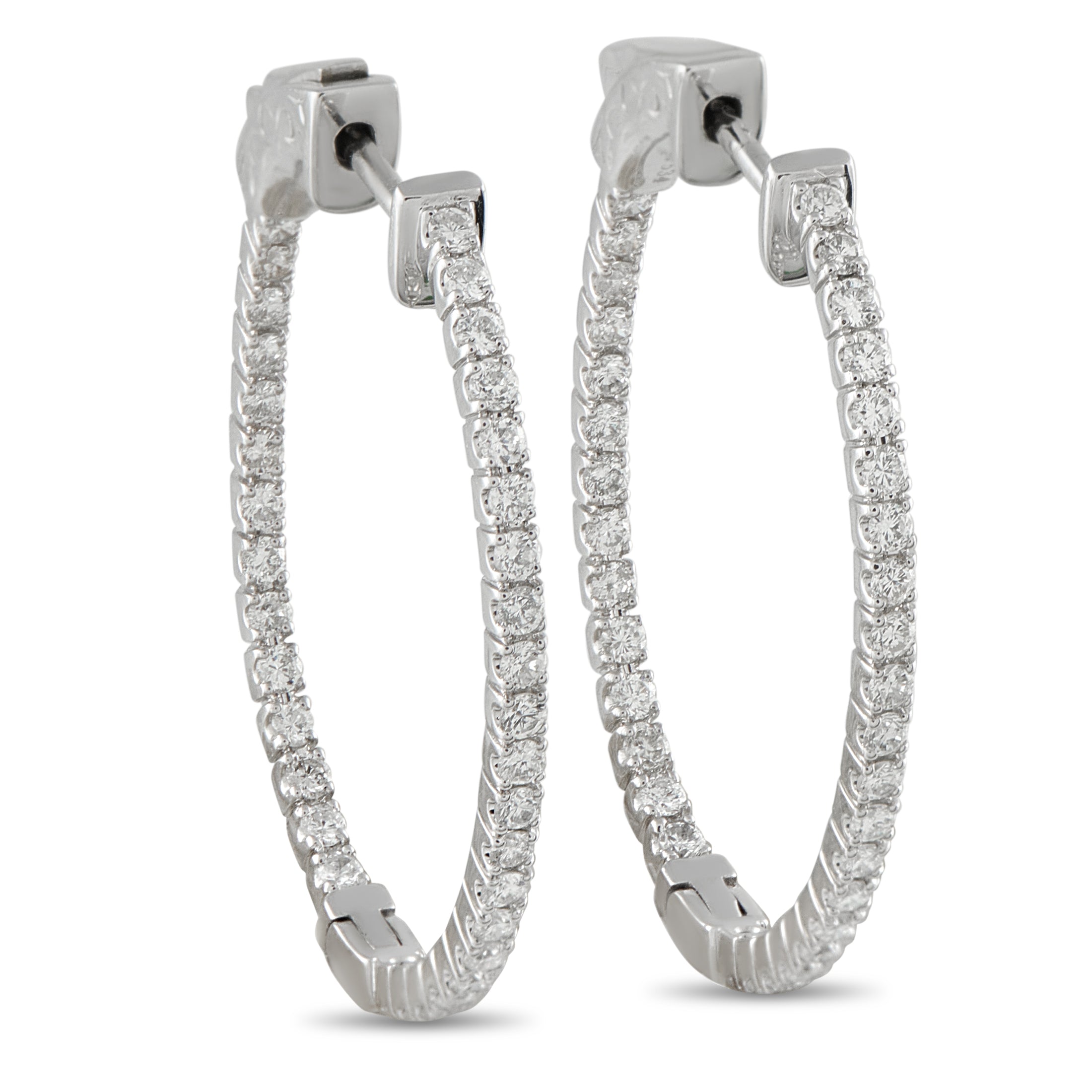 14K White Gold 1.07ct Diamond Inside-Out Hoop Earrings