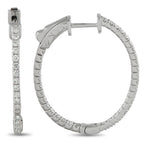 14K White Gold 1.07ct Diamond Inside-Out Hoop Earrings