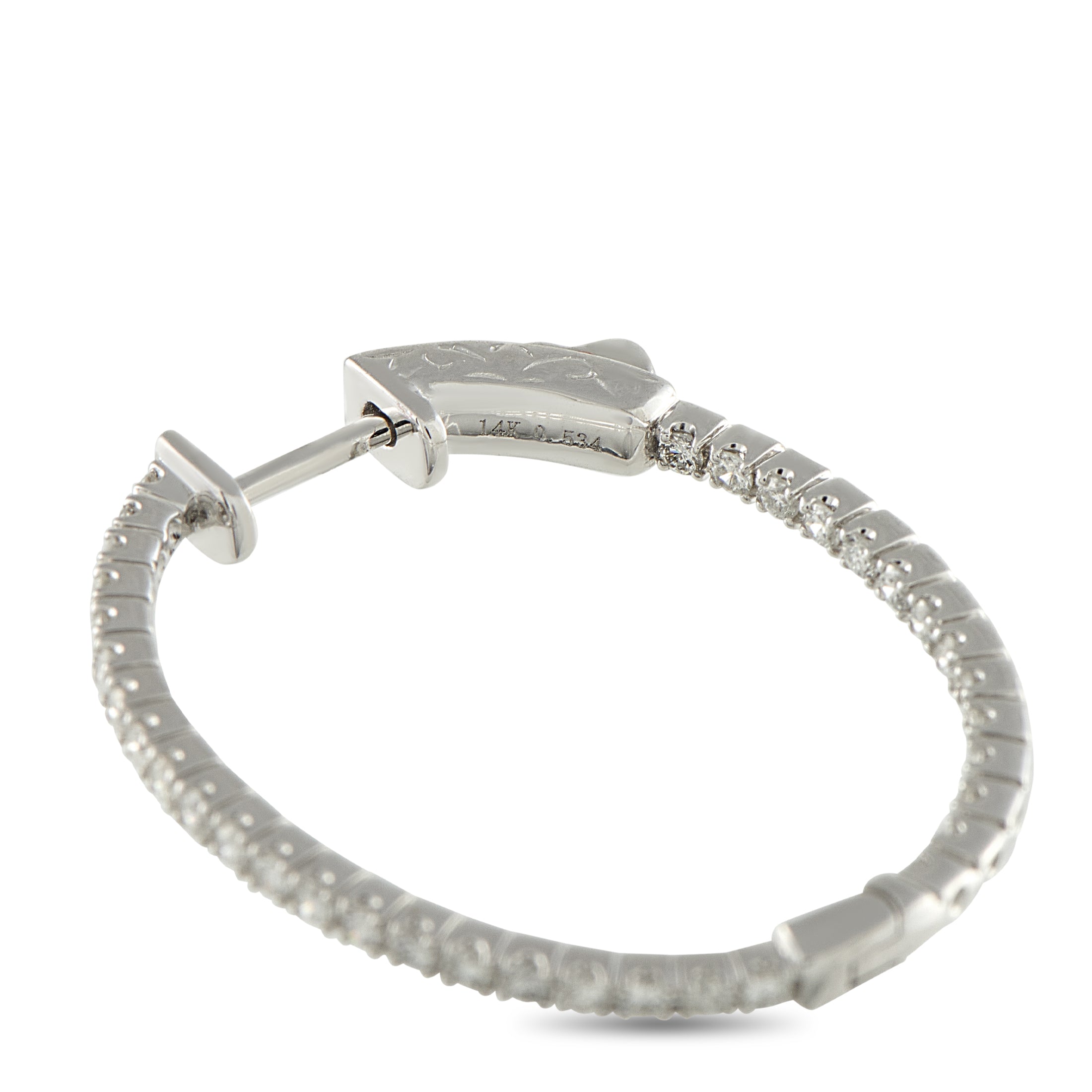 14K White Gold 1.07ct Diamond Inside-Out Hoop Earrings