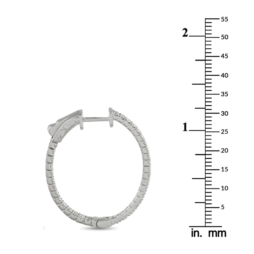 14K White Gold 1.07ct Diamond Inside-Out Hoop Earrings