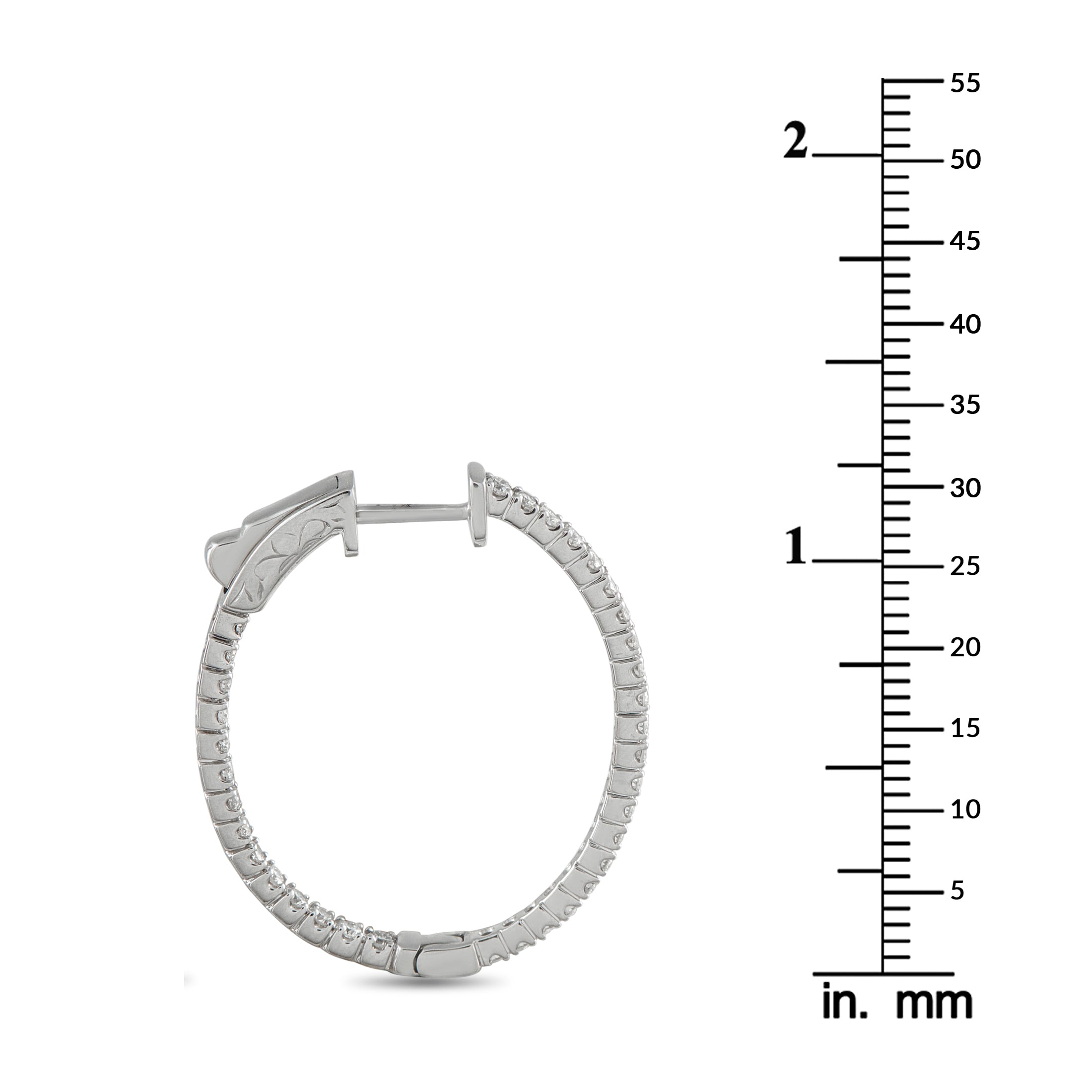 14K White Gold 1.07ct Diamond Inside-Out Hoop Earrings