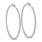 14K White Gold 1.78ct Diamond Inside-Out Hoop Earrings